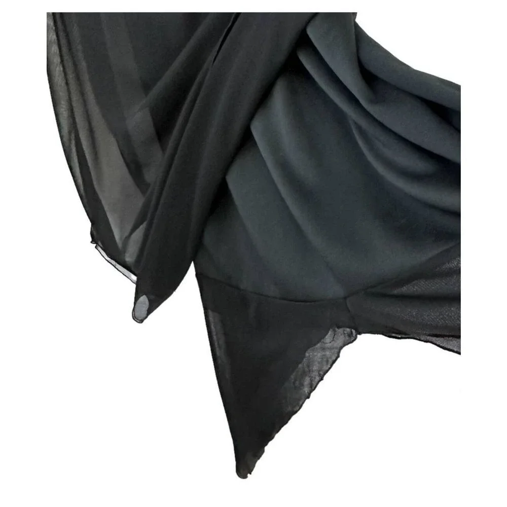 I.N. Studio 12 Black Lined‎ Handkerchief Hem Midi Maxi Dress Goth Minimalist NWT